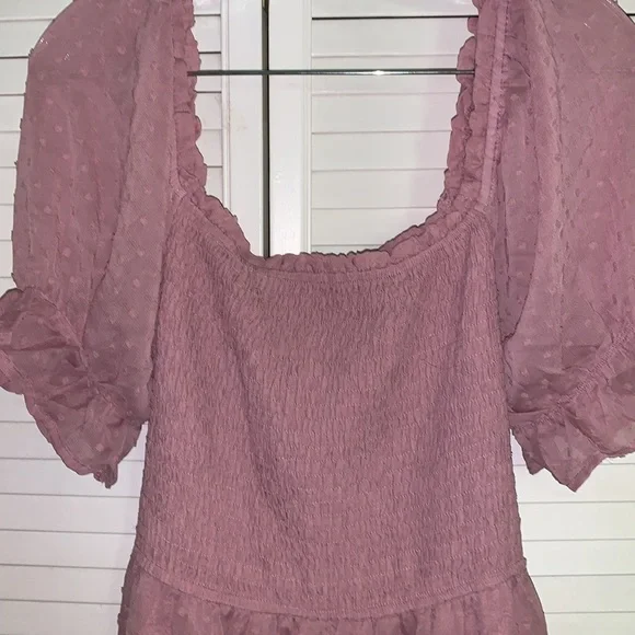 Merokeety boho, smocked flowy Midi Dress with Puff Sleeves nwt - Picture 3 of 12